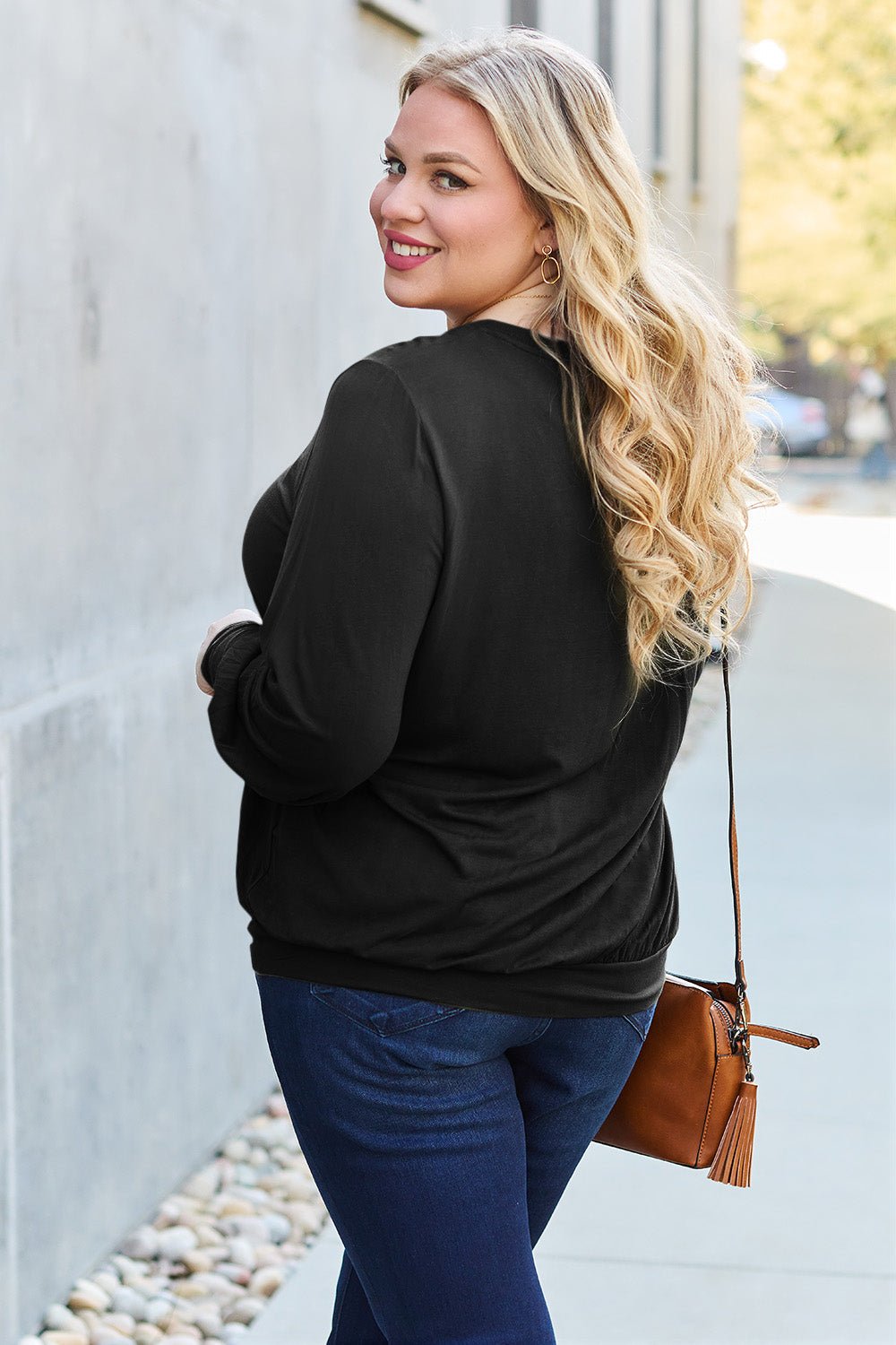 Basic Bae Full Size V-Neck Lantern Sleeve Top - The Coin Has A Say