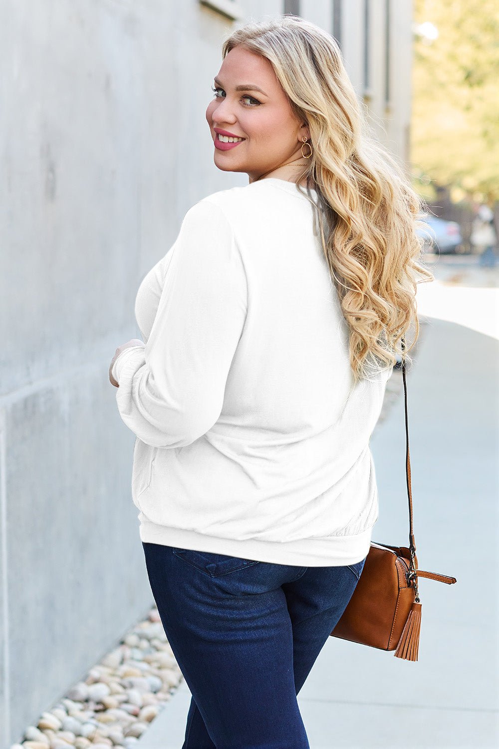 Basic Bae Full Size V-Neck Lantern Sleeve Top - The Coin Has A Say