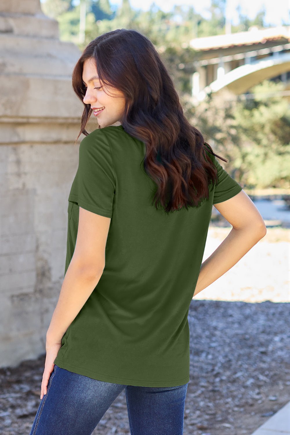 Basic Bae Full Size V-Neck Short Sleeve T-Shirt - The Coin Has A Say