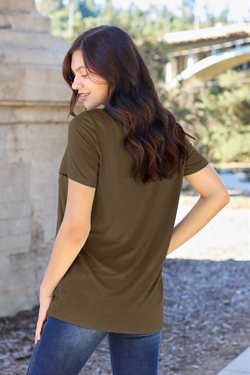 Basic Bae Full Size V-Neck Short Sleeve T-Shirt - The Coin Has A Say