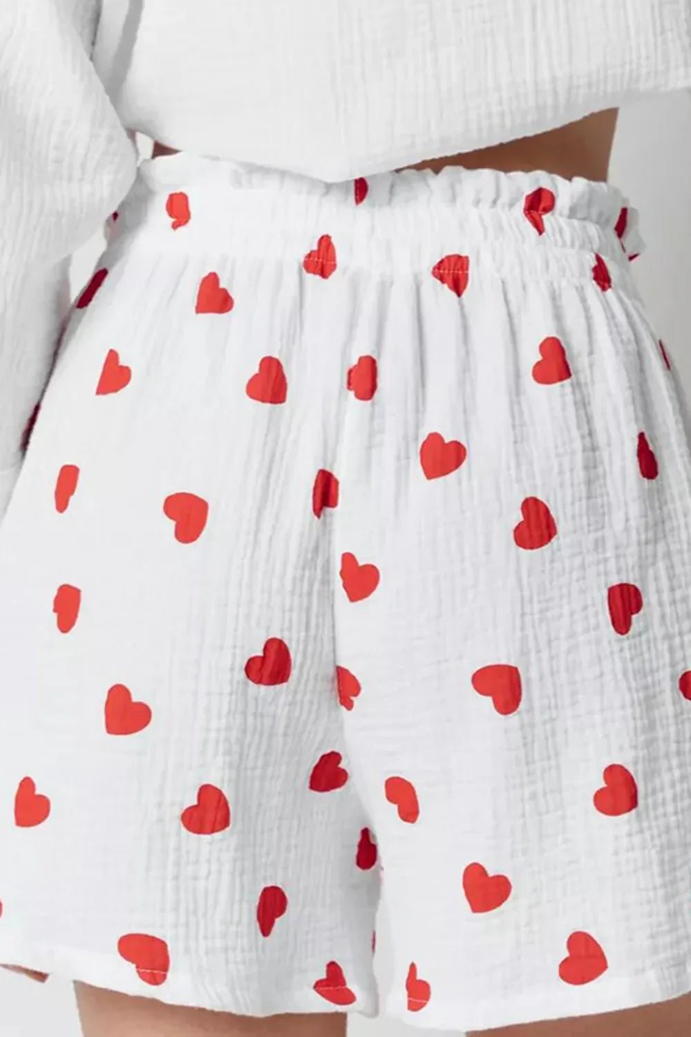 Basic Bae Heart Collared Neck Button Down Top and Shorts Set - The Coin Has A Say
