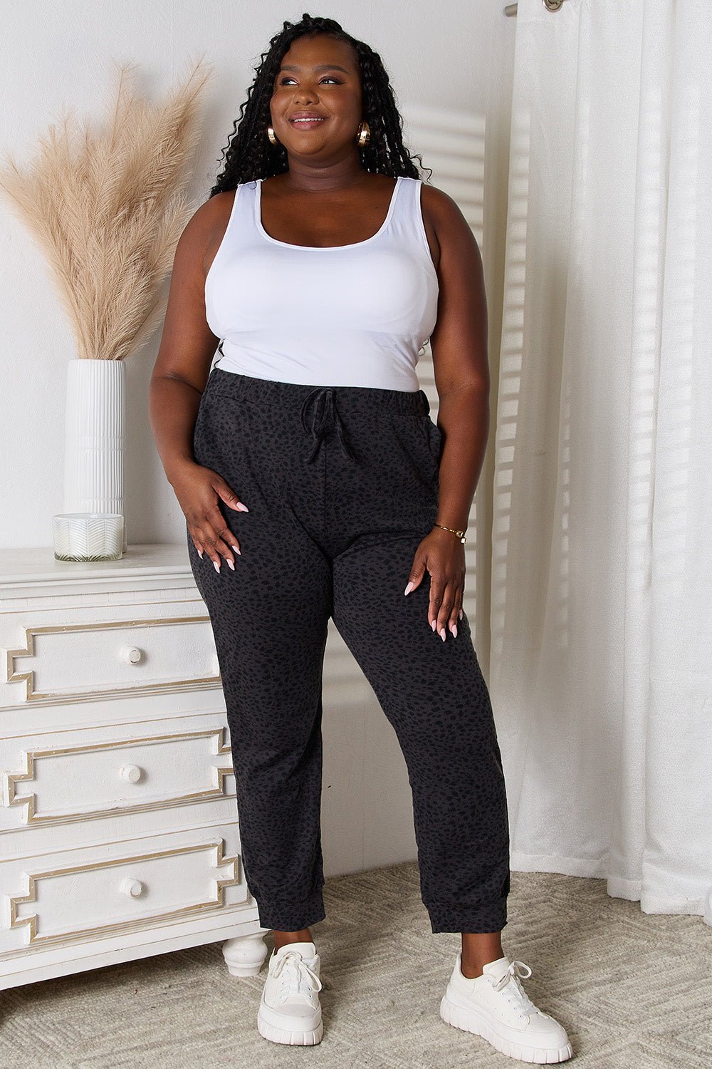 Basic Bae Leopard Print Joggers with Pockets - The Coin Has A Say