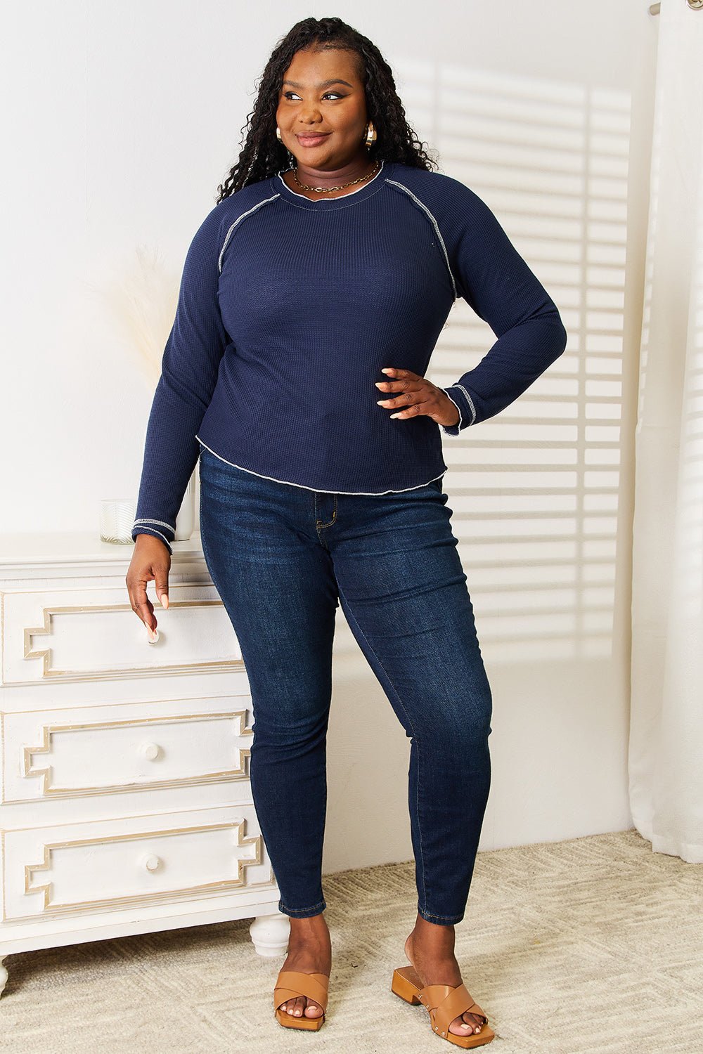 Basic Bae Long Raglan Sleeve Round Neck Top - The Coin Has A Say