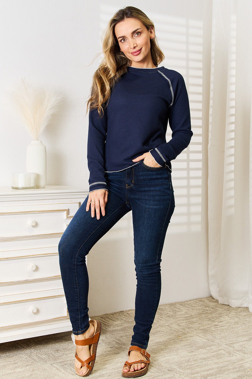 Basic Bae Long Raglan Sleeve Round Neck Top - The Coin Has A Say