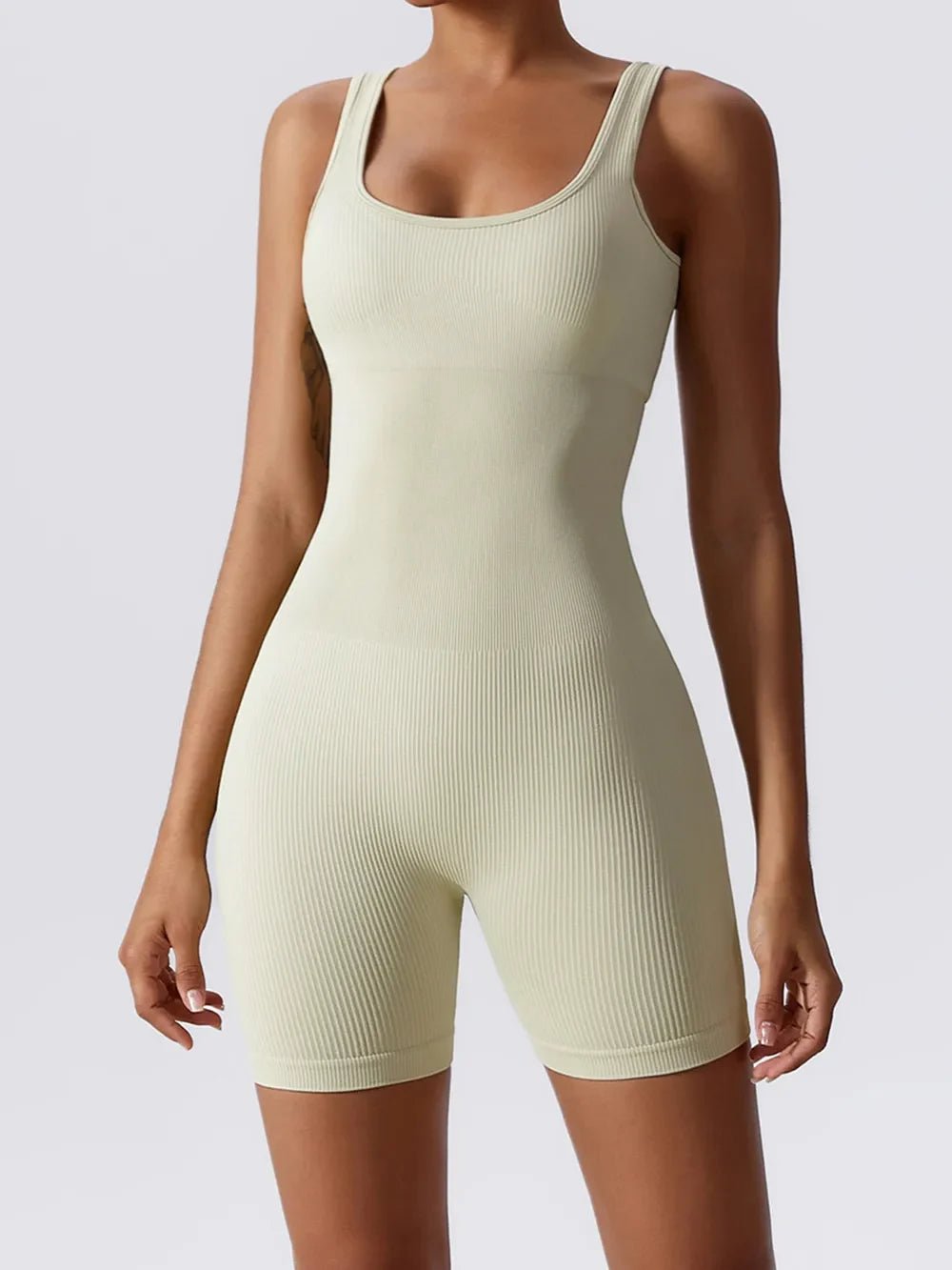 Basic Bae Ribbed Sleeveless Active Romper - The Coin Has A Say