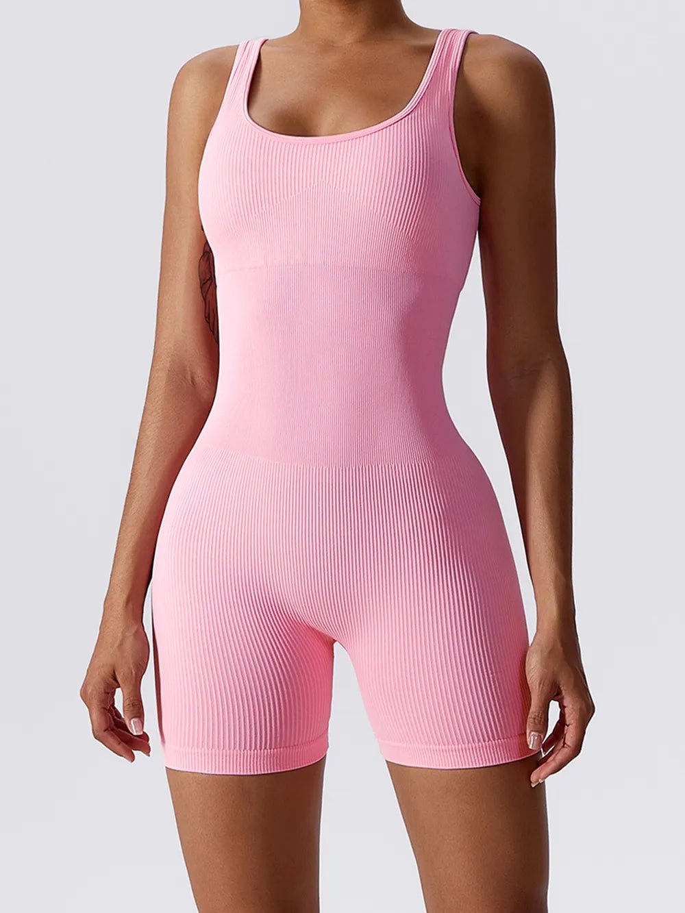 Basic Bae Ribbed Sleeveless Active Romper - The Coin Has A Say