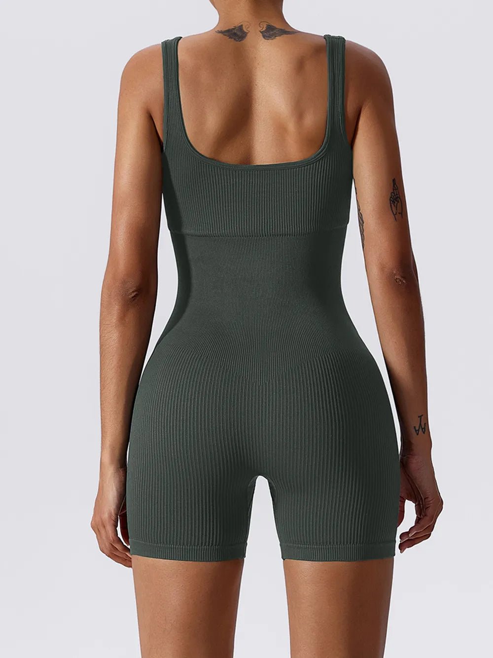 Basic Bae Ribbed Sleeveless Active Romper - The Coin Has A Say