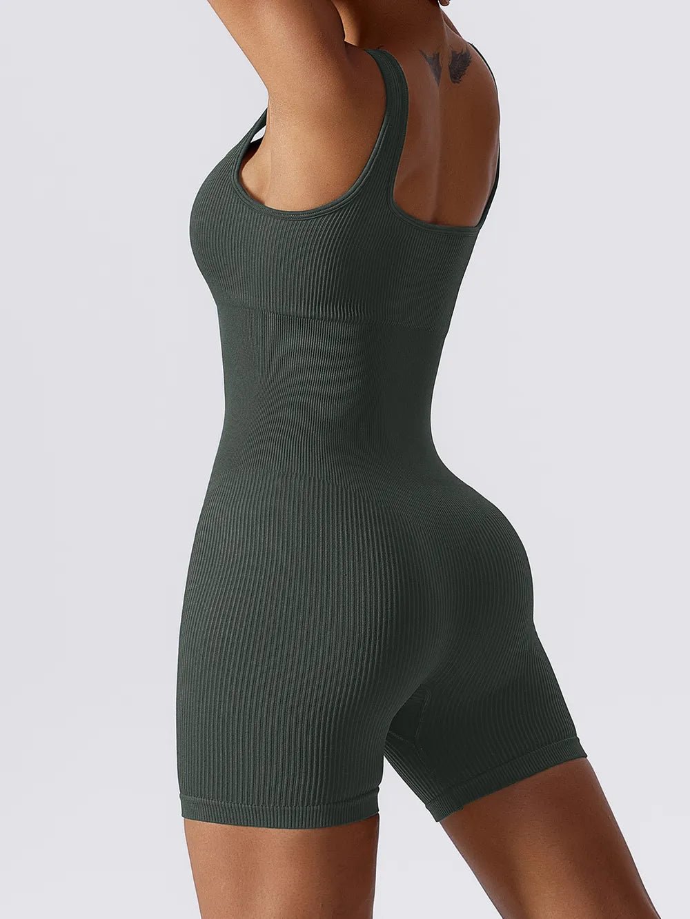 Basic Bae Ribbed Sleeveless Active Romper - The Coin Has A Say