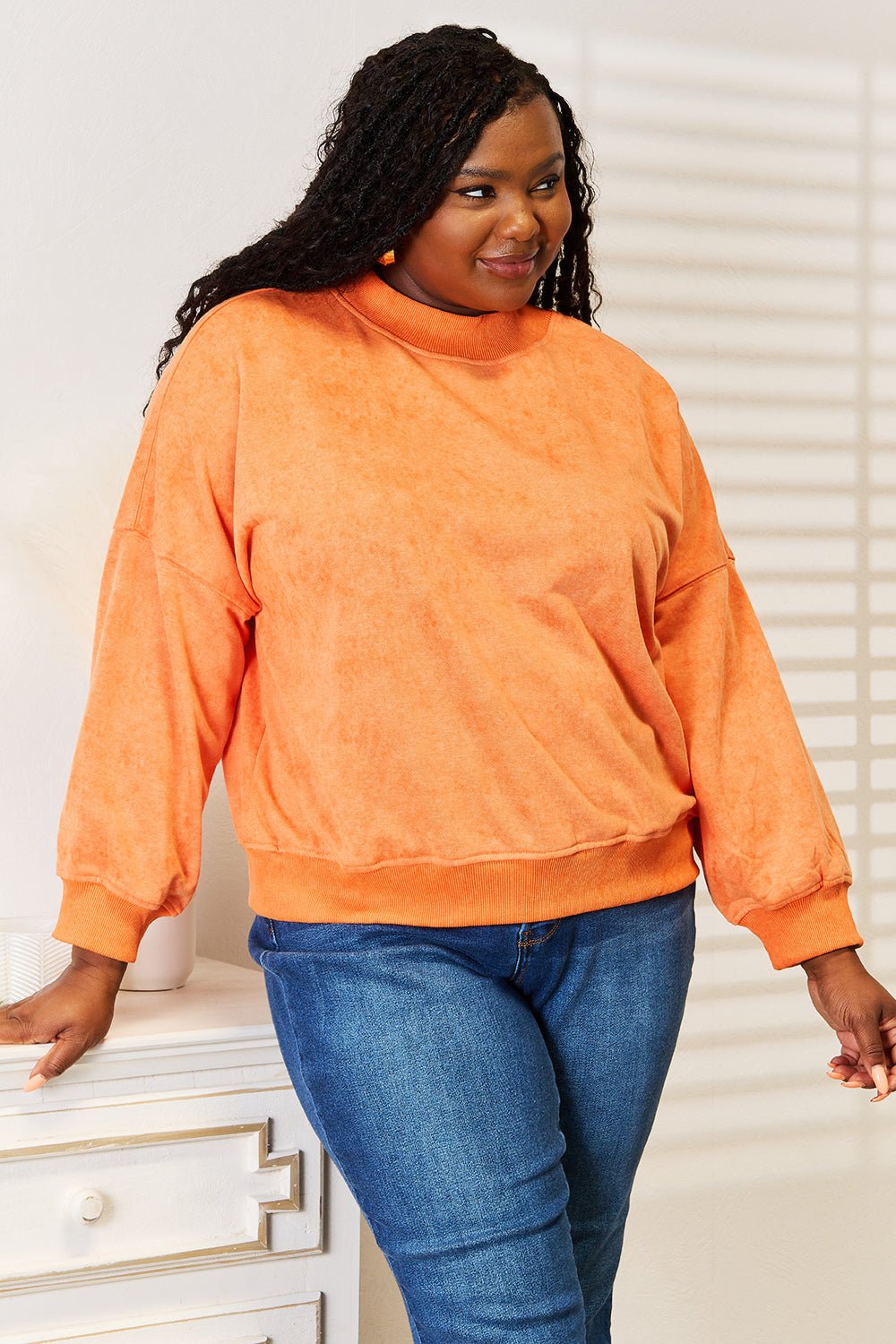 Basic Bae Round Neck Dropped Shoulder Sweatshirt - The Coin Has A Say