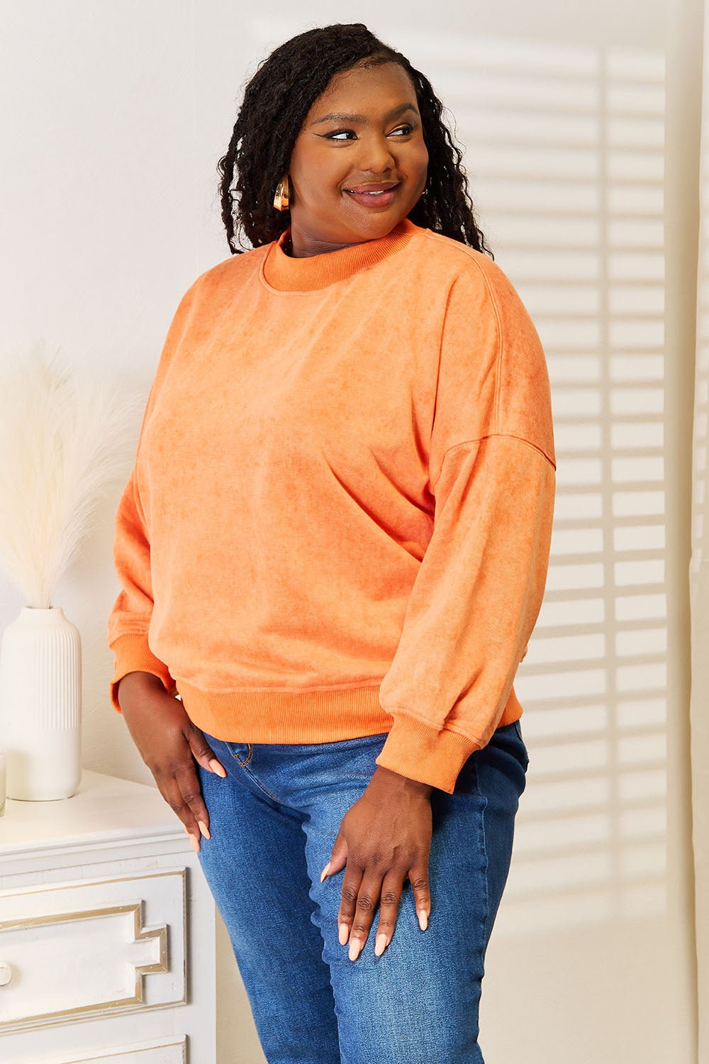 Basic Bae Round Neck Dropped Shoulder Sweatshirt - The Coin Has A Say