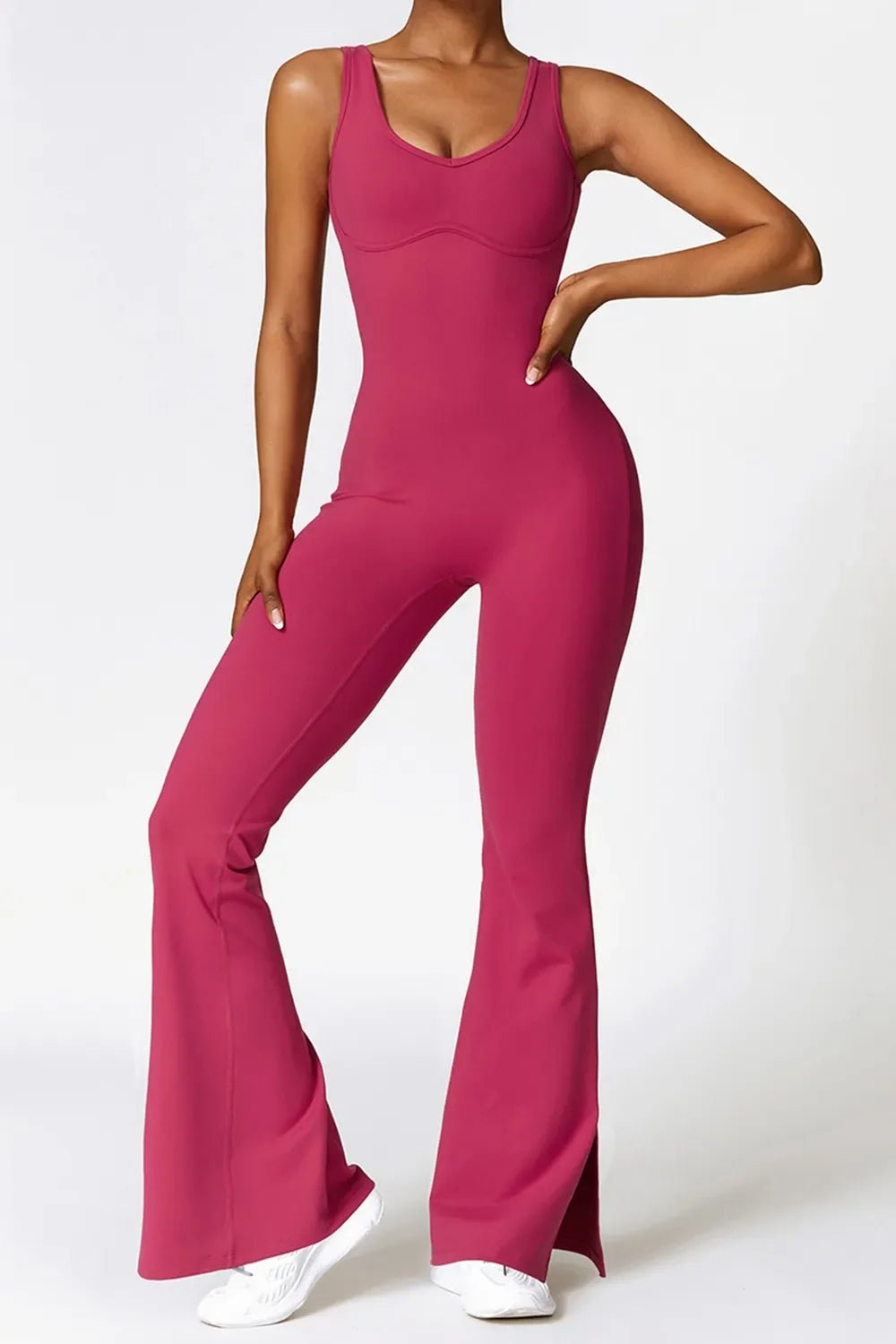 Basic Bae Sleeveless Bootcut Slit Active Jumpsuit - The Coin Has A Say
