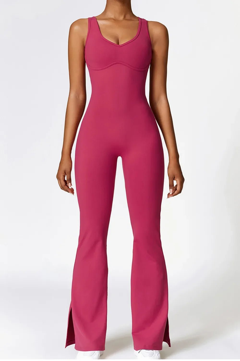 Basic Bae Sleeveless Bootcut Slit Active Jumpsuit - The Coin Has A Say