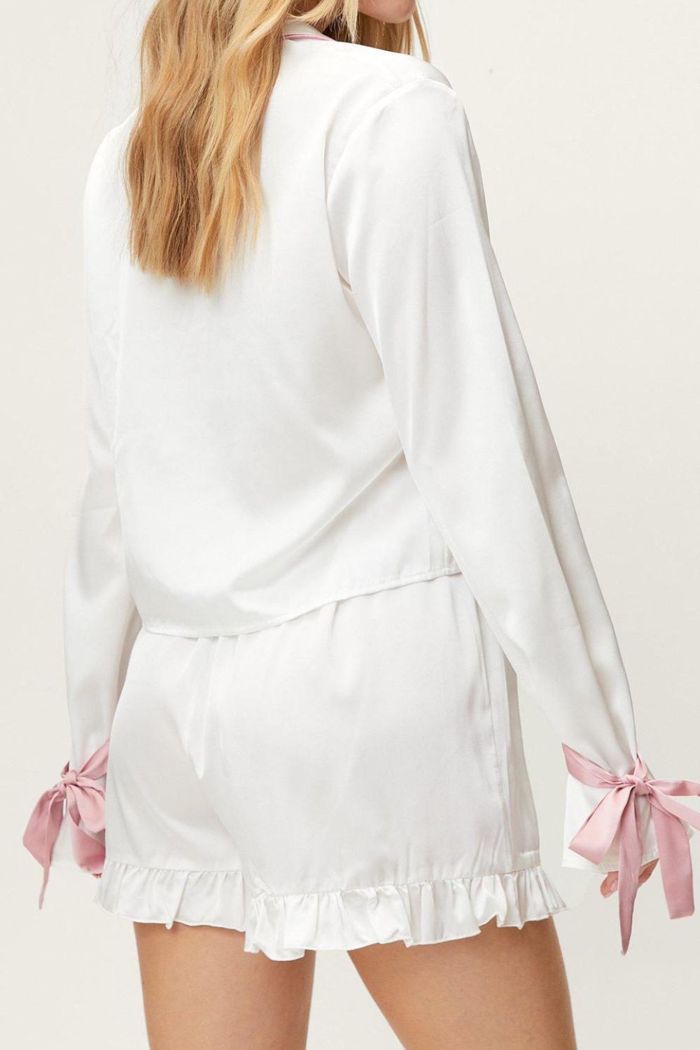 Basic Bae Tied Cuff Collared Neck Top and Frill Shorts Lounge Set - The Coin Has A Say