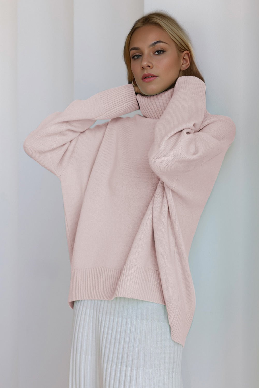 Basic Bae Turtleneck Dropped Shoulder Long Sleeve Sweater - The Coin Has A Say