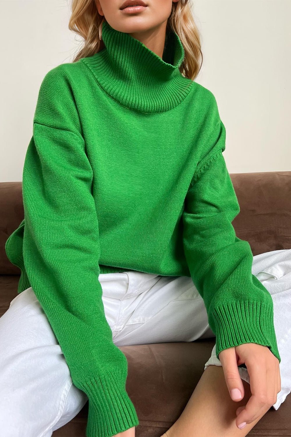 Basic Bae Turtleneck Dropped Shoulder Long Sleeve Sweater - The Coin Has A Say