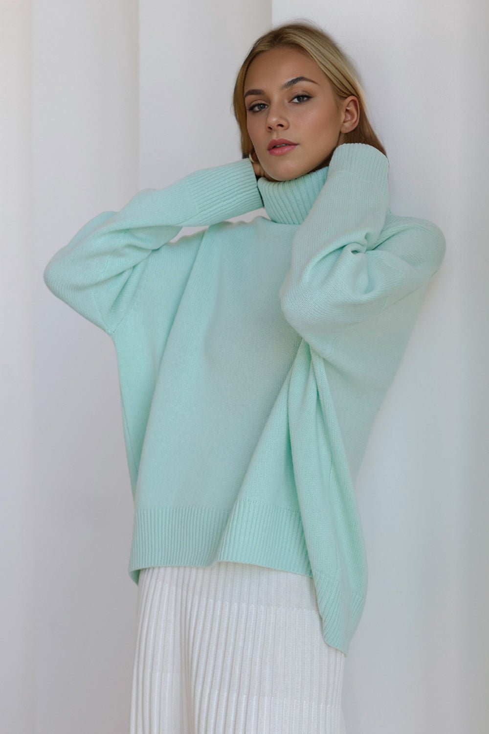 Basic Bae Turtleneck Dropped Shoulder Long Sleeve Sweater - The Coin Has A Say