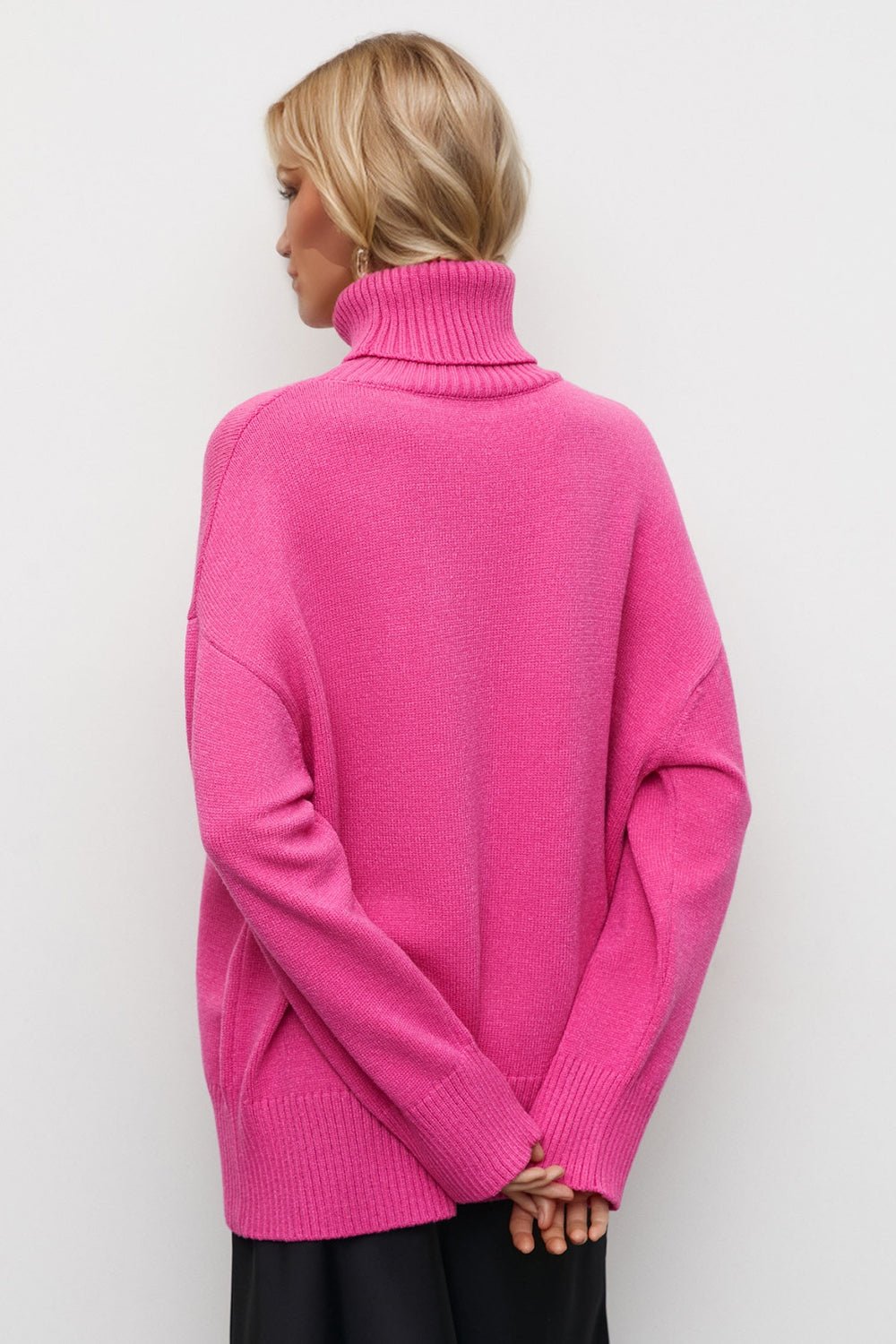 Basic Bae Turtleneck Dropped Shoulder Long Sleeve Sweater - The Coin Has A Say