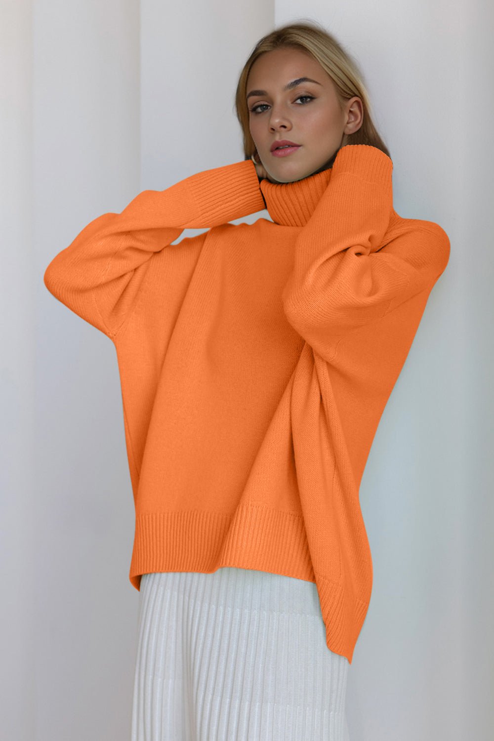 Basic Bae Turtleneck Dropped Shoulder Long Sleeve Sweater - The Coin Has A Say