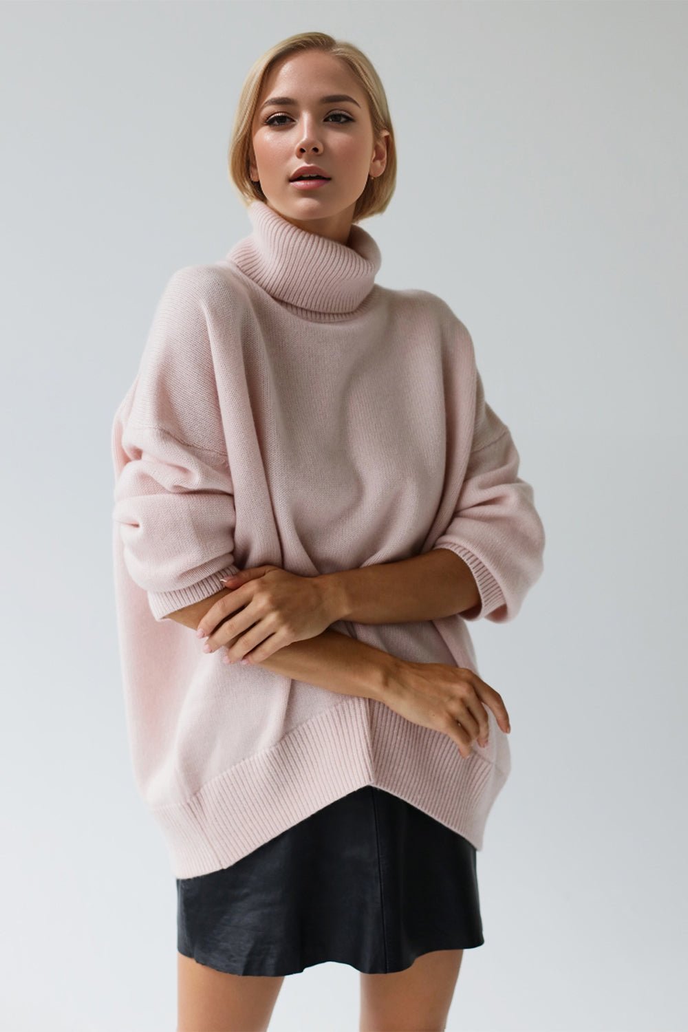 Basic Bae Turtleneck Dropped Shoulder Long Sleeve Sweater - The Coin Has A Say