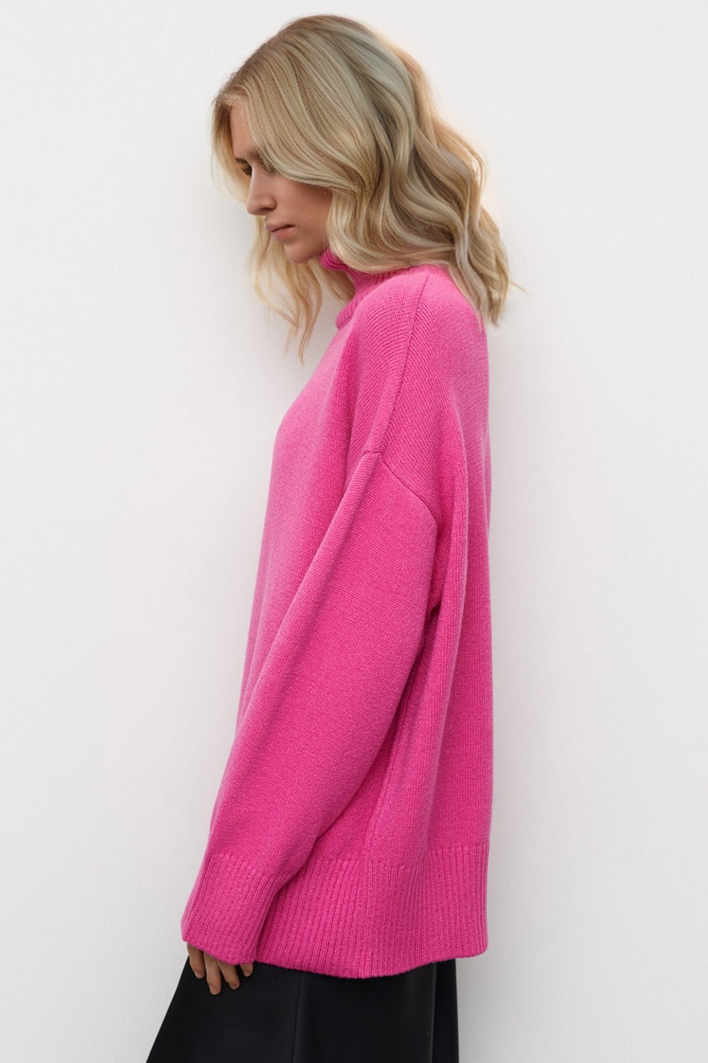 Basic Bae Turtleneck Dropped Shoulder Long Sleeve Sweater - The Coin Has A Say
