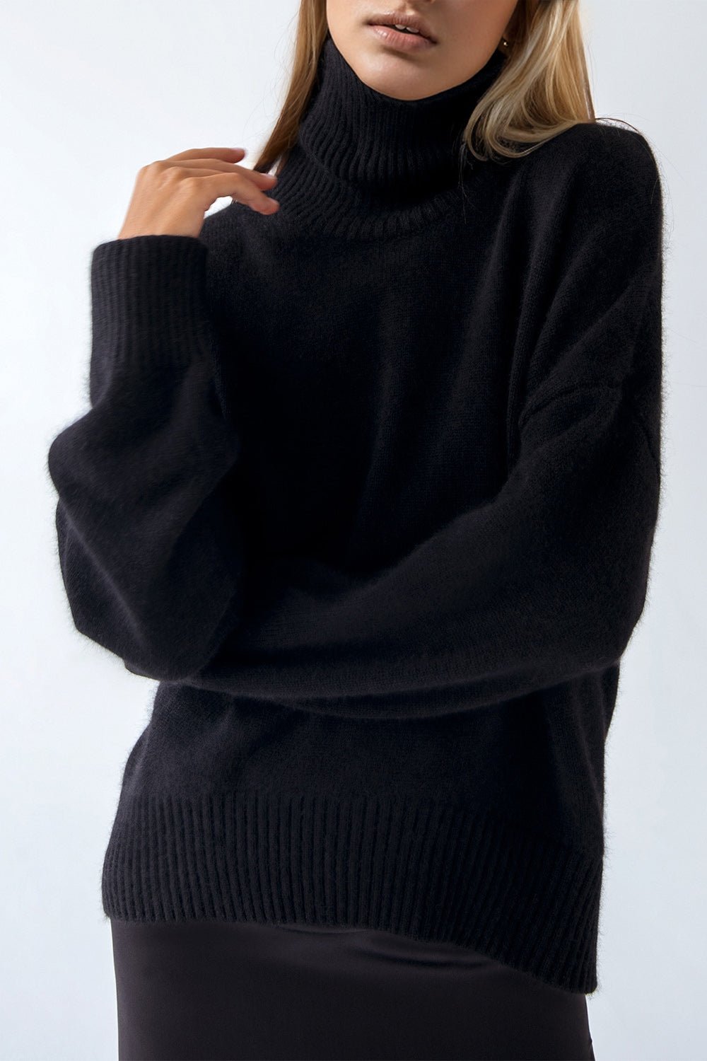 Basic Bae Turtleneck Dropped Shoulder Long Sleeve Sweater - The Coin Has A Say