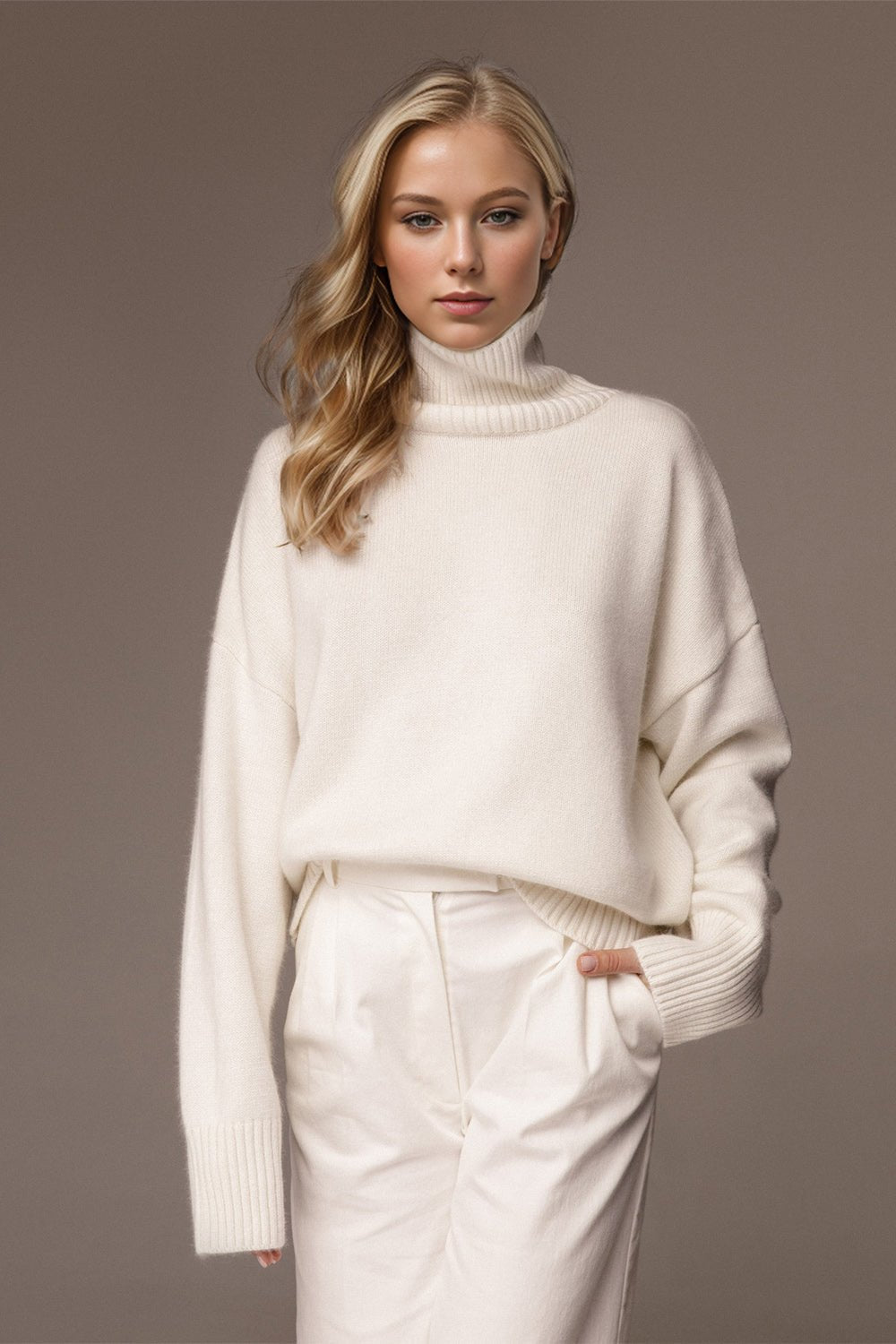 Basic Bae Turtleneck Dropped Shoulder Long Sleeve Sweater - The Coin Has A Say