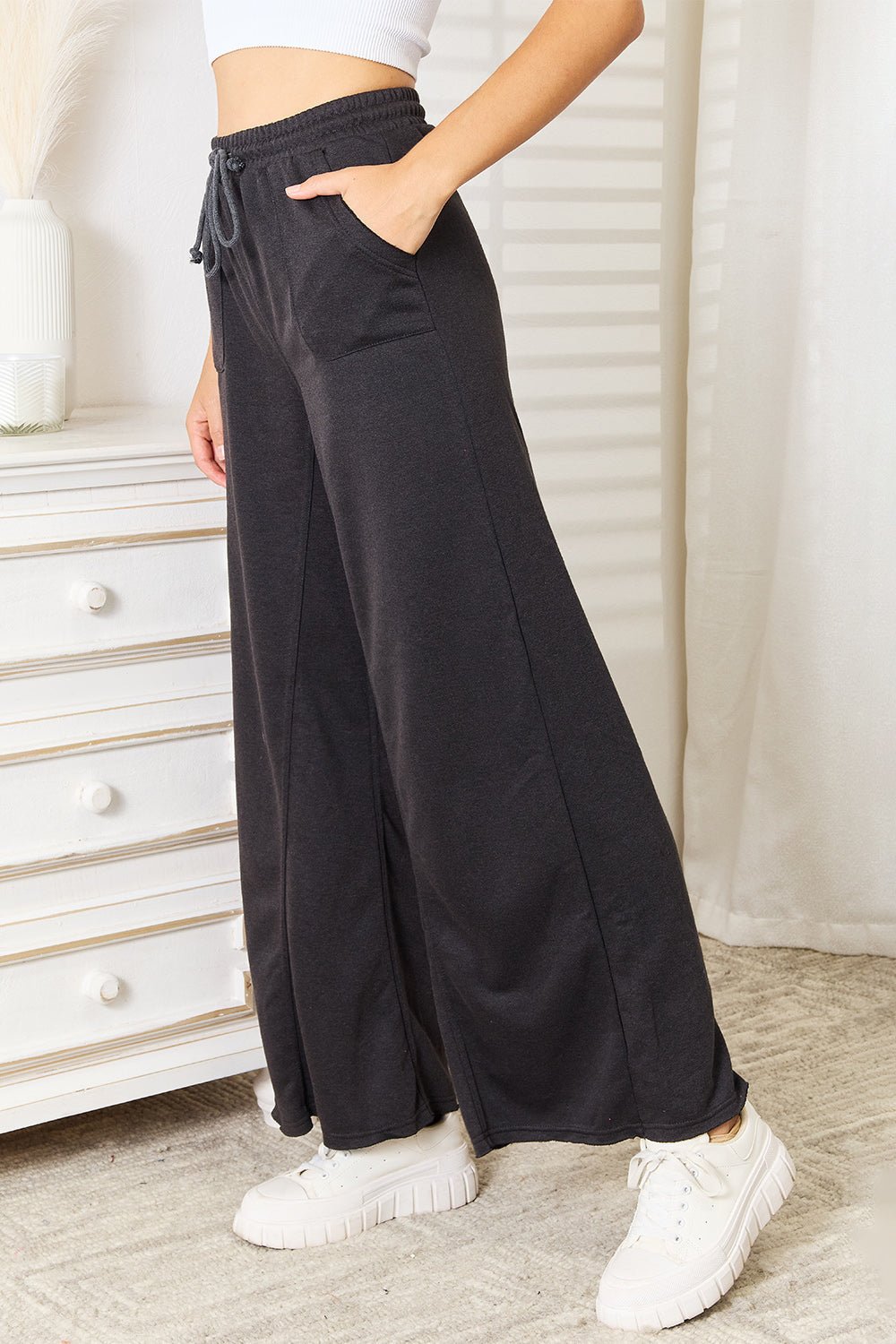 Basic Bae Wide Leg Pocketed Pants - The Coin Has A Say