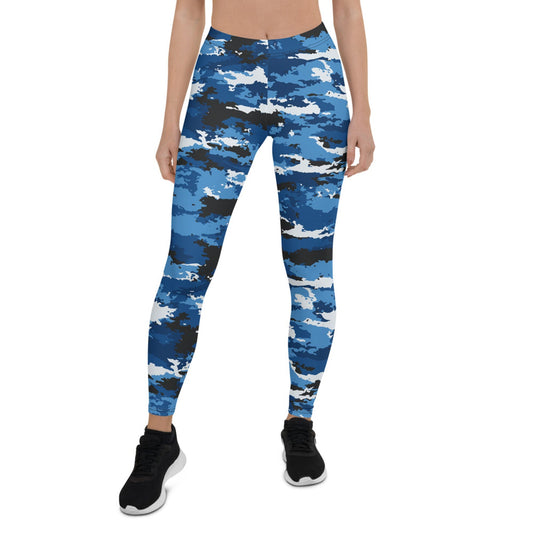 Blue Camo Sports Leggings - The Coin Has A Say