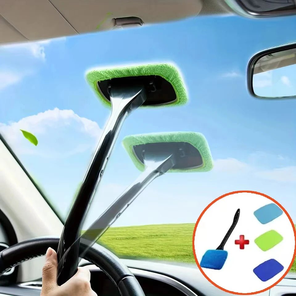 Car Window Cleaner Brush Kit Windshield Cleaning Wash Tool Inside Interior Auto Glass Wiper with Long Handle Car Accessories - The Coin Has A Say