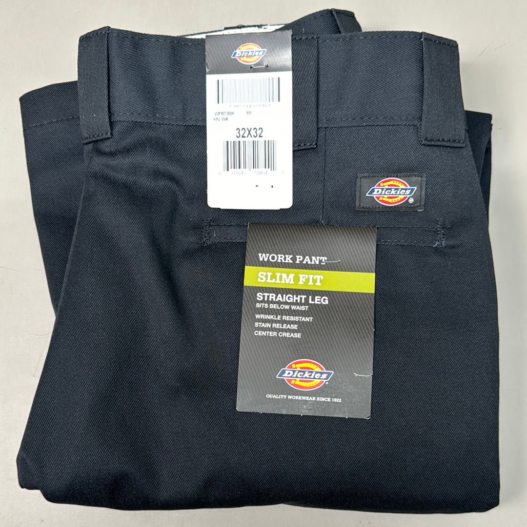 DICKIES Slim Fit Below Waist Easy Care Work Pant Men's Sz 32X32 Black WP873BK - The Coin Has A Say