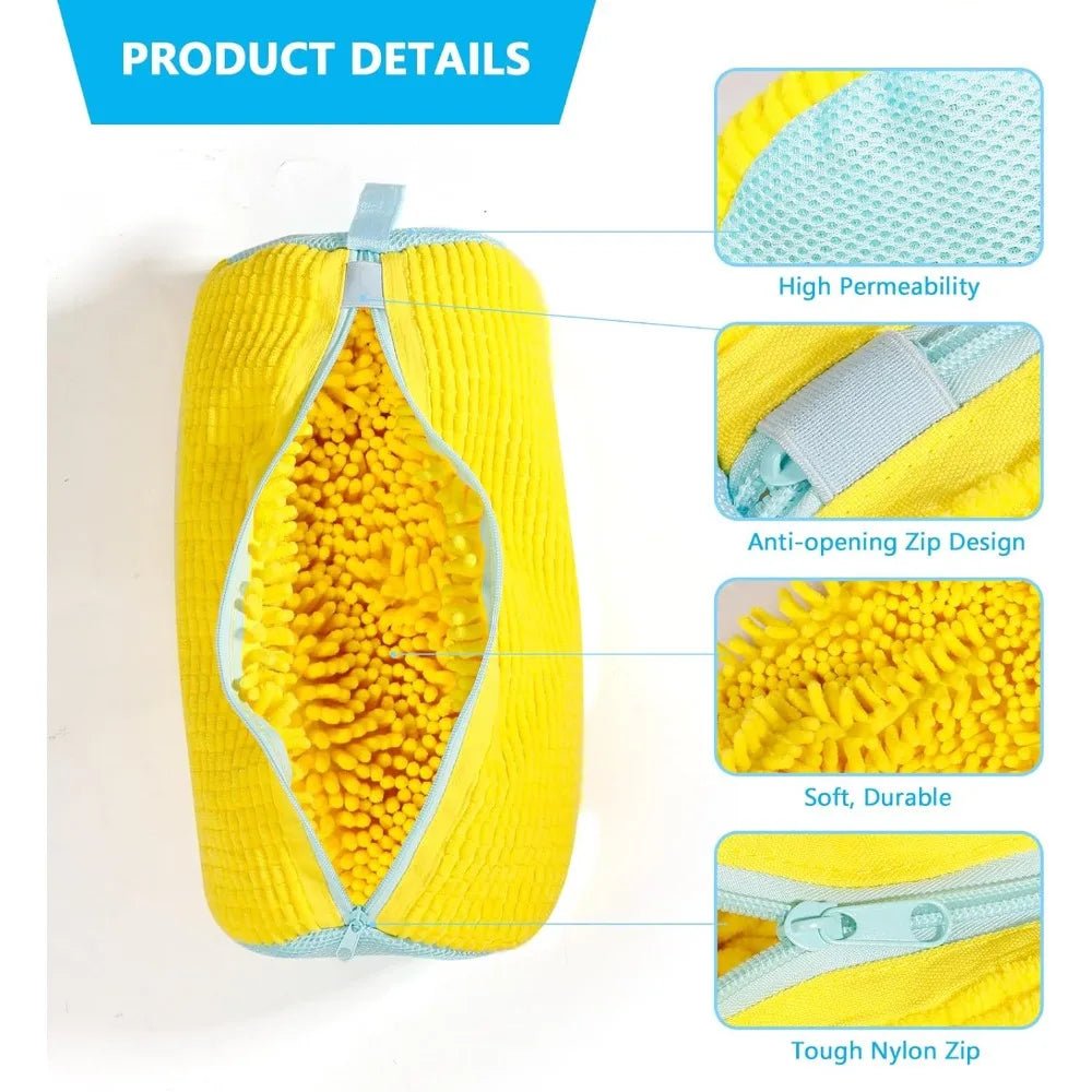 Durable Shoe Washing Machine Bag for All Shoe Types-Yellow with Blue Zipper,Ideal for Sneakers and Casual Shoes,Laundry Wash Bag - The Coin Has A Say