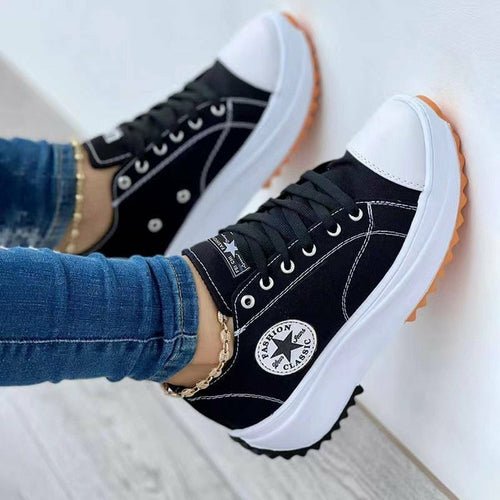 Flat Lace-Up Sneakers Pattern Canvas Casual Sport Shoes - The Coin Has A Say