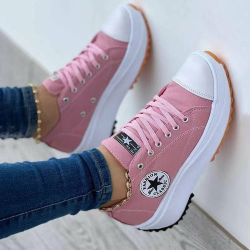 Flat Lace-Up Sneakers Pattern Canvas Casual Sport Shoes - The Coin Has A Say