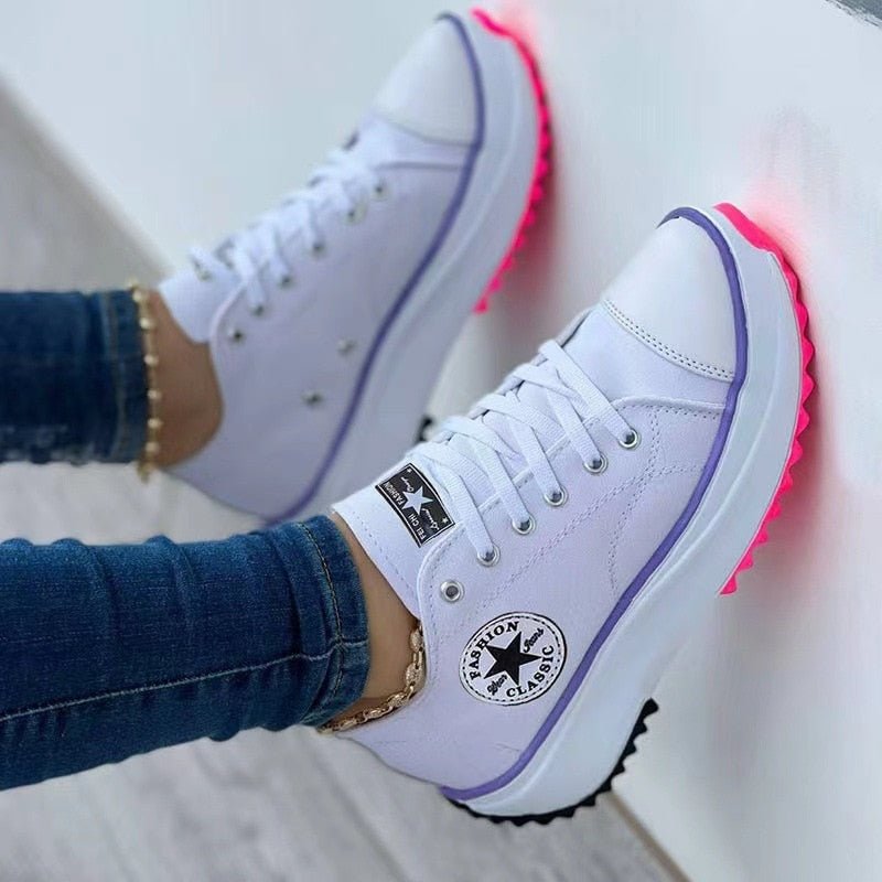 Flat Lace-Up Sneakers Pattern Canvas Casual Sport Shoes - The Coin Has A Say