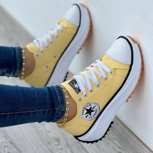 Flat Lace-Up Sneakers Pattern Canvas Casual Sport Shoes - The Coin Has A Say