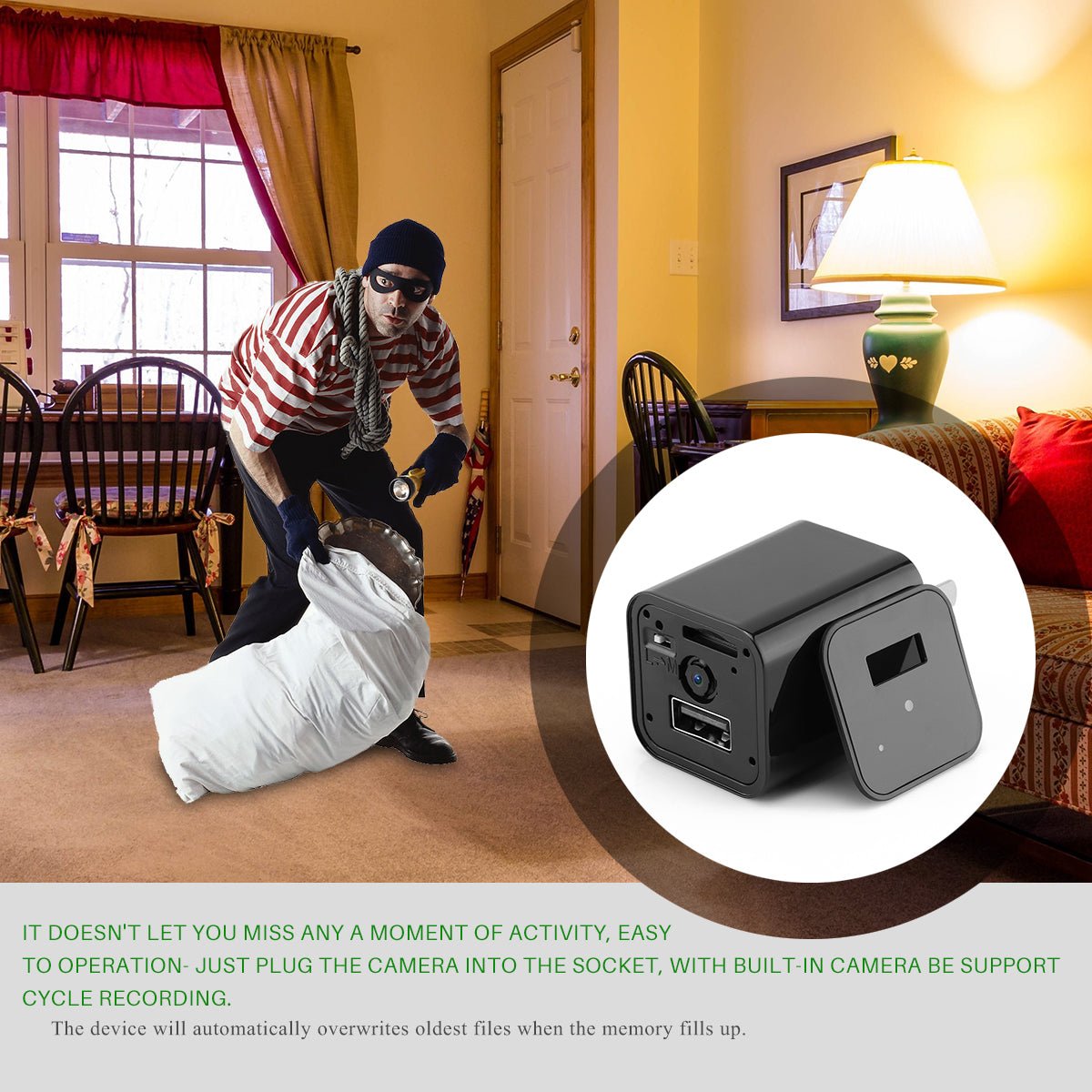 HD 1080P Hidden Camera USB Charger Home Security - The Coin Has A Say