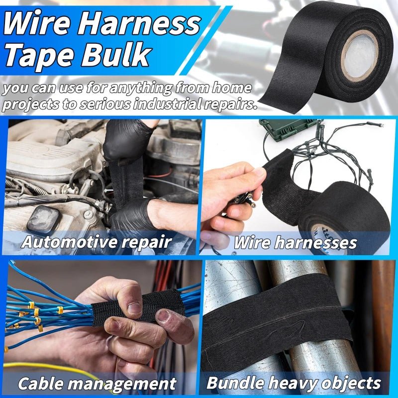 High Temperature Wire Harness Cloth Tape Automotive Cable Loom Heatproof Fabric Adhesive Tape for Engine Electrical Insulation - The Coin Has A Say