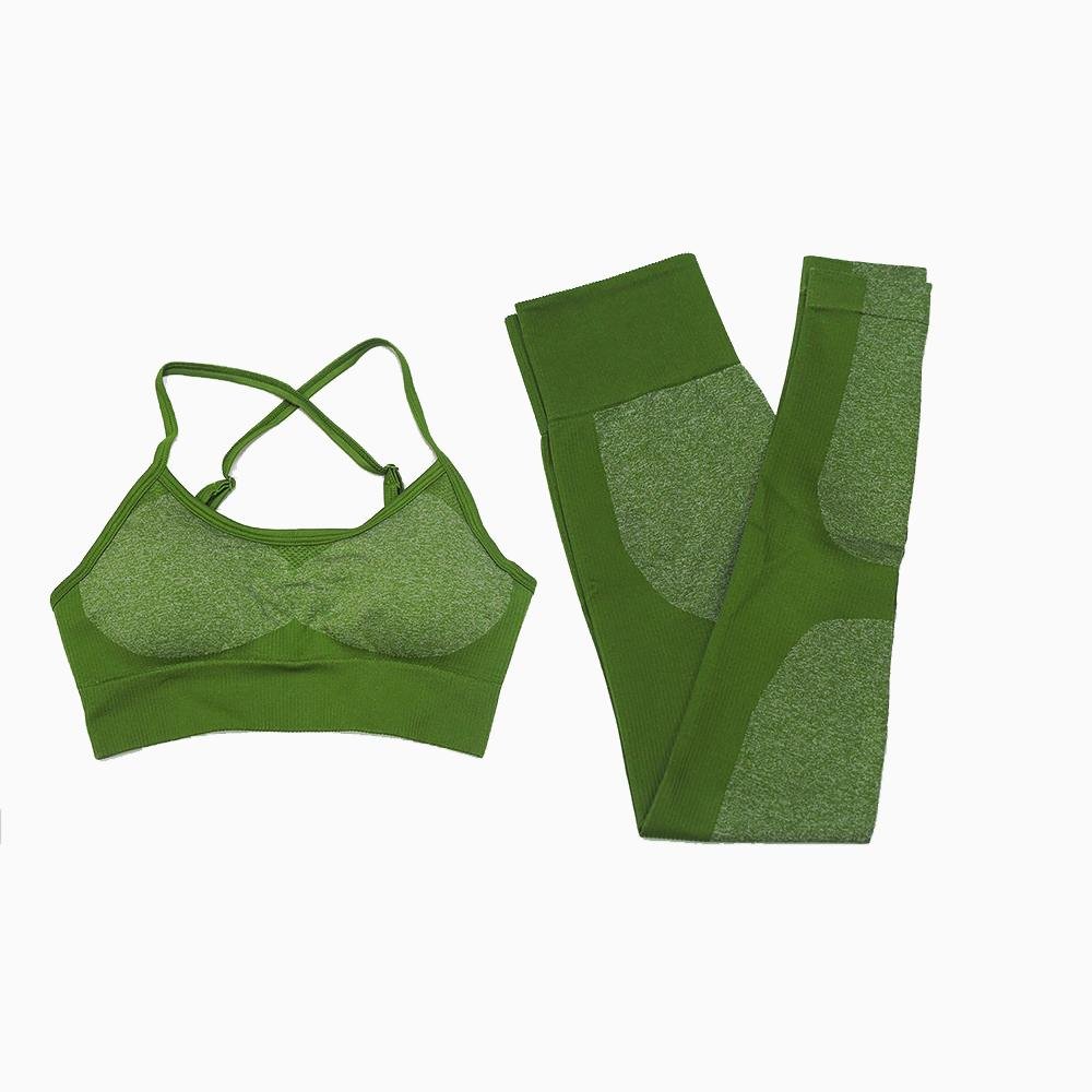 High Waist Athletic Seamless Yoga Leggings And Stretch Sports Bra - The Coin Has A Say