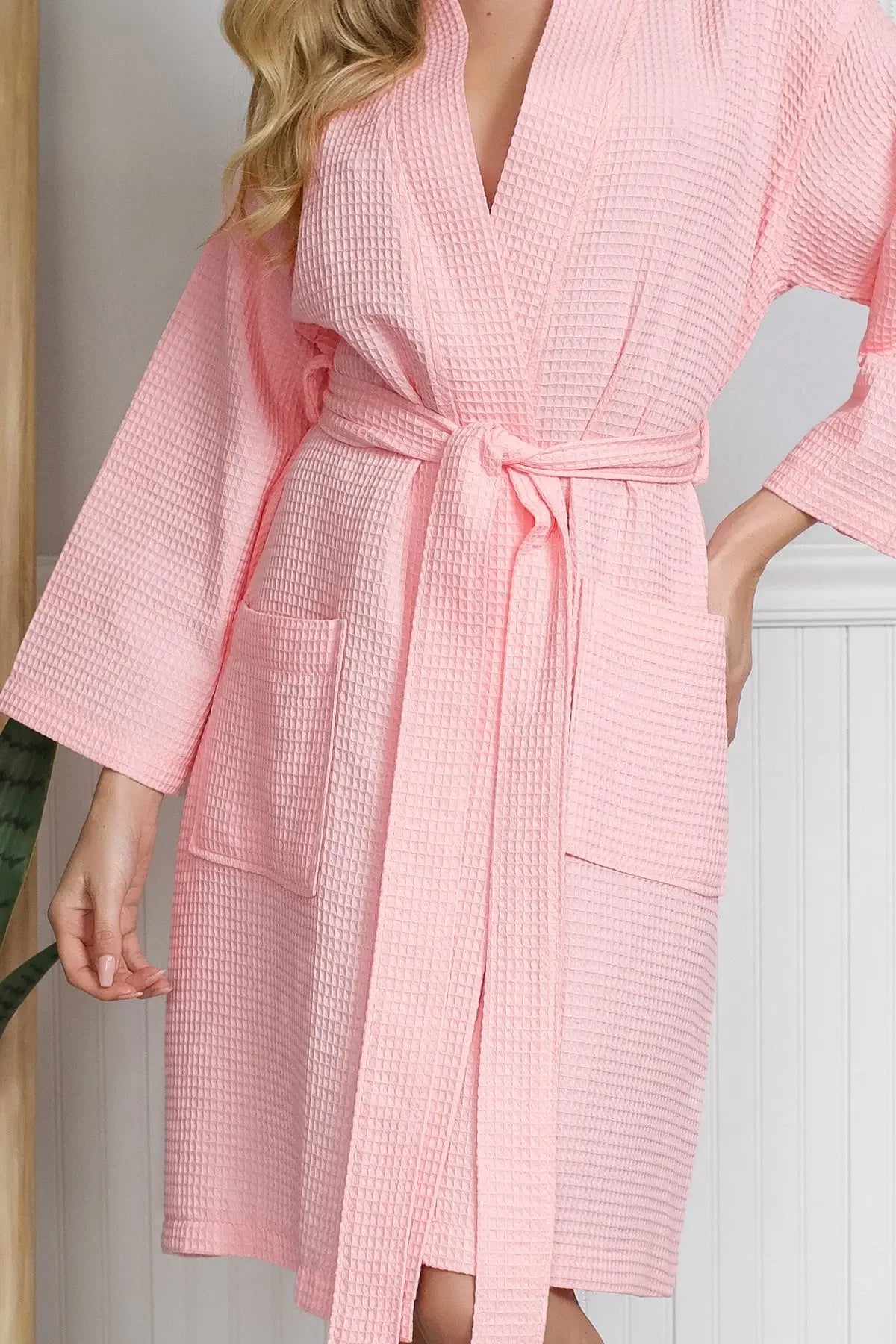 Knee-Length Waffle Robe for Women - The Coin Has A Say