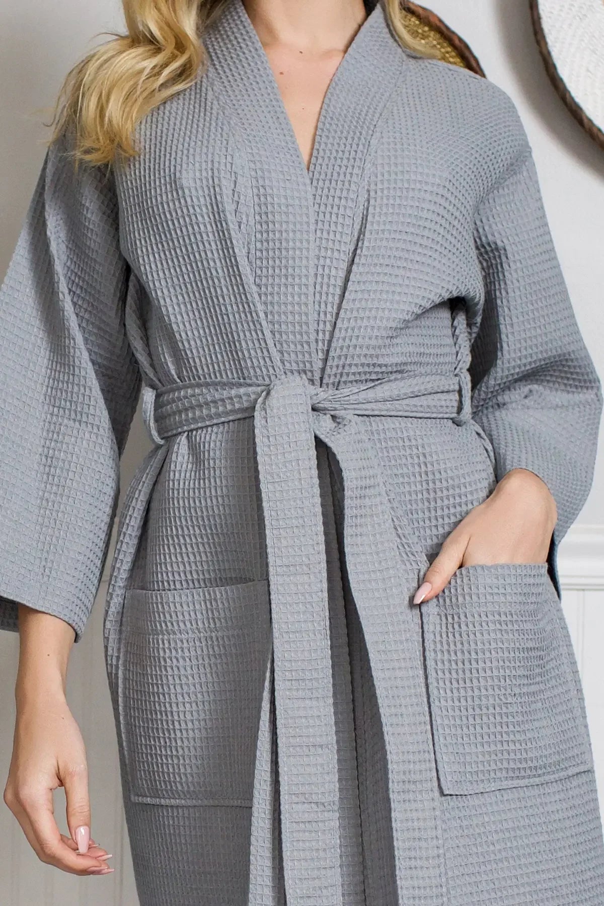 Knee-Length Waffle Robe for Women - The Coin Has A Say