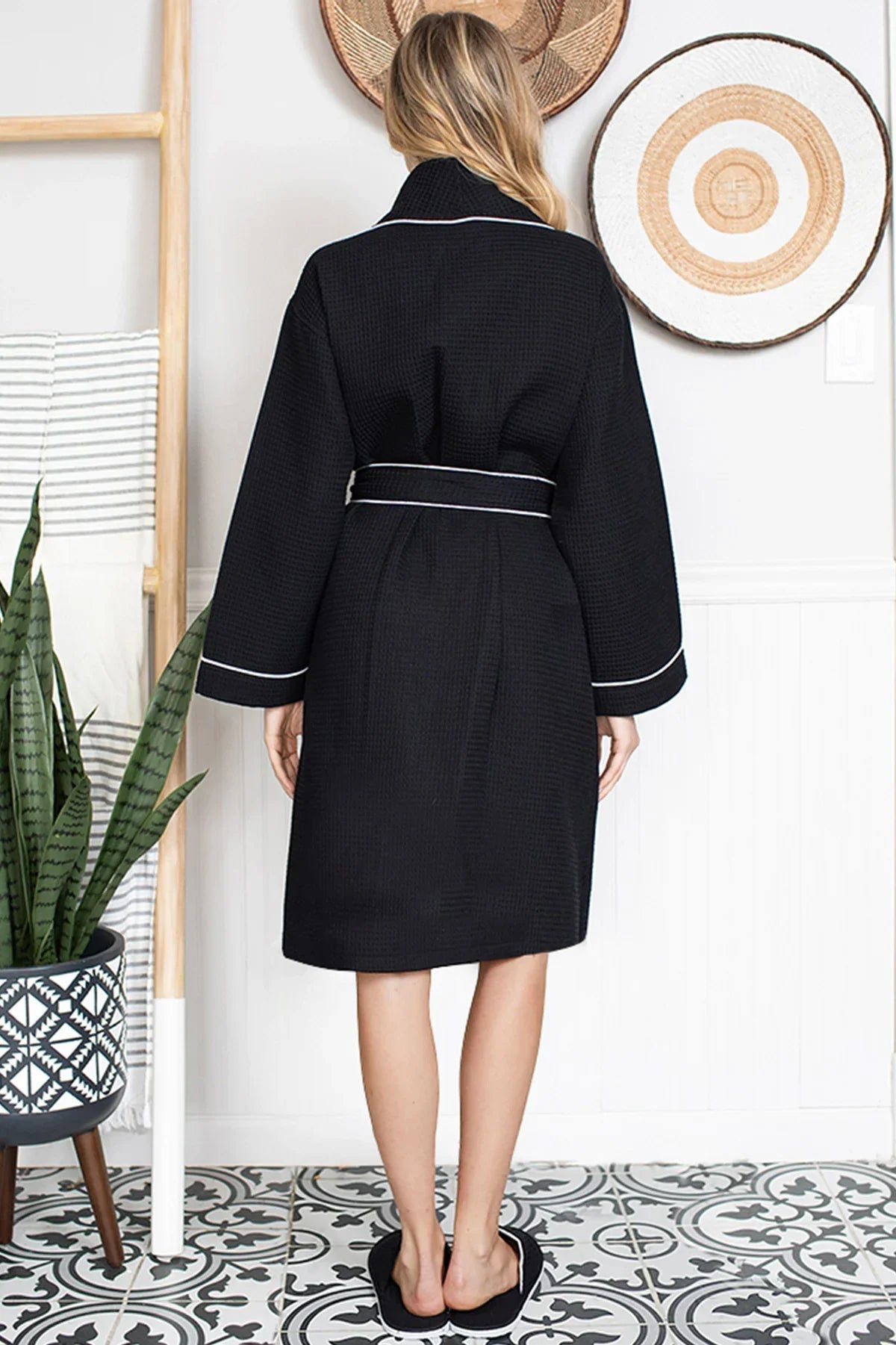 Knee-Length Waffle Robe for Women - The Coin Has A Say