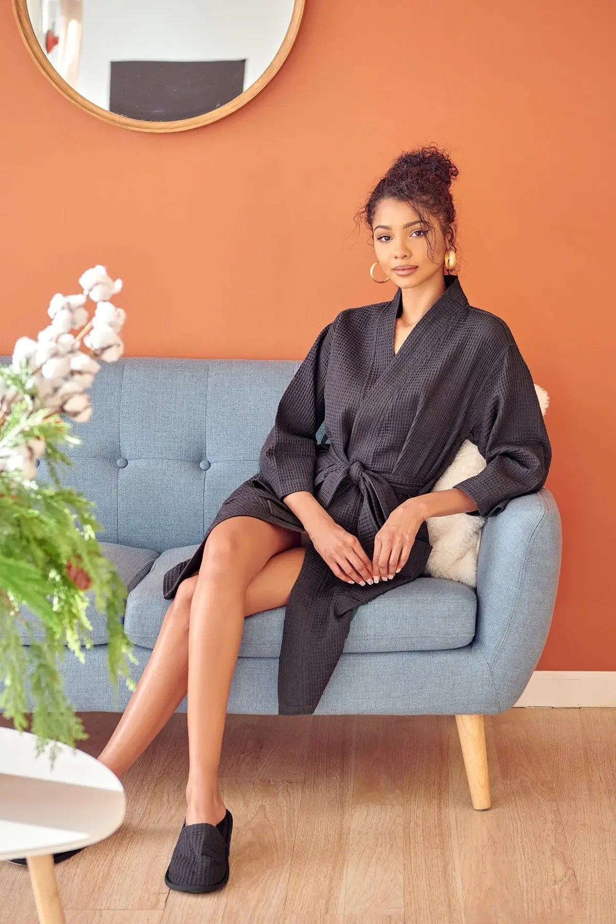 Knee-Length Waffle Robe for Women - The Coin Has A Say