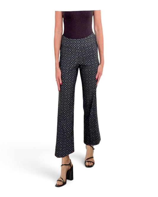 Krazy Larry P600 Pull on Wide Ankle Pant - Geo Print - The Coin Has A Say