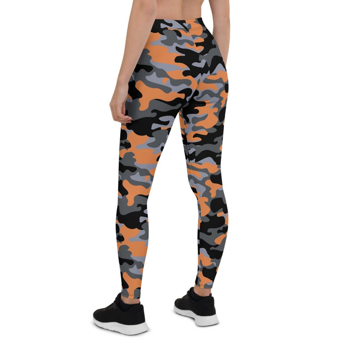 Orange and Gray Camo Leggings for Women - The Coin Has A Say