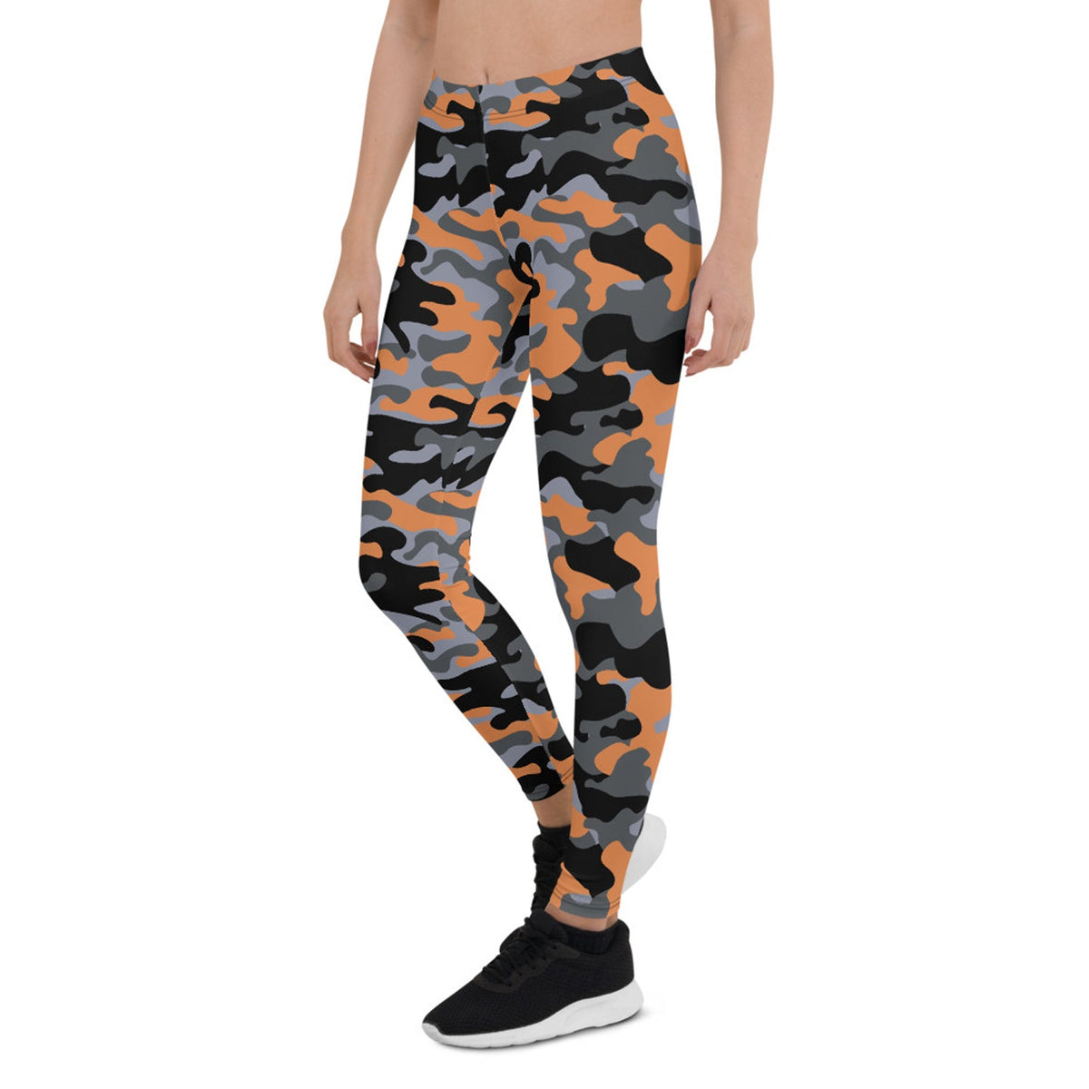 Orange and Gray Camo Leggings for Women - The Coin Has A Say