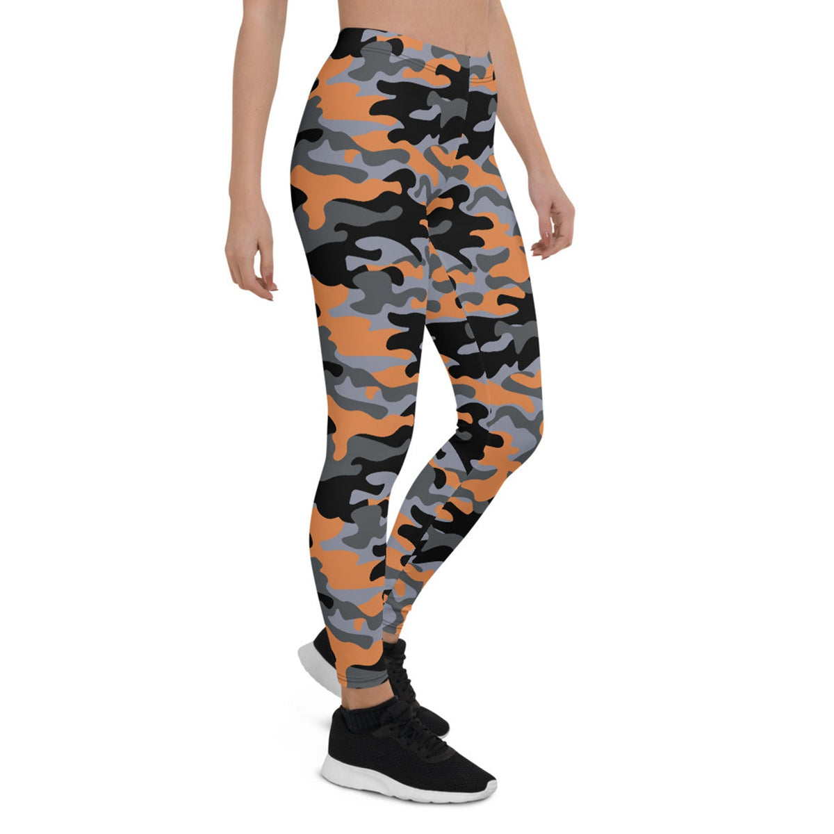 Orange and Gray Camo Leggings for Women - The Coin Has A Say
