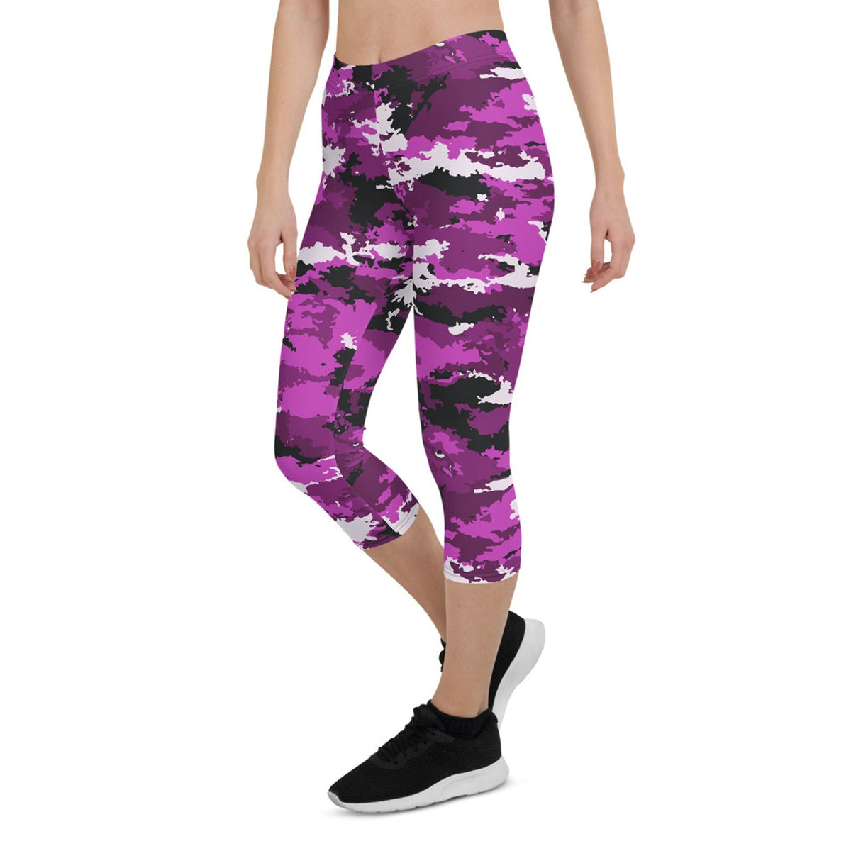 Pink and Purple Camo Capri Leggings - The Coin Has A Say