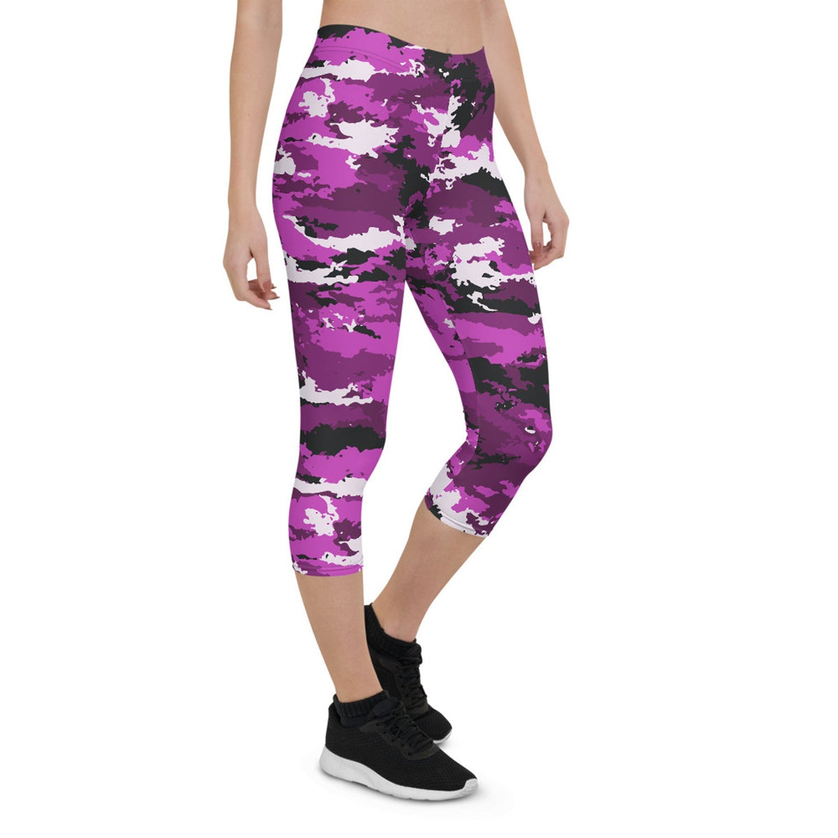 Pink and Purple Camo Capri Leggings - The Coin Has A Say