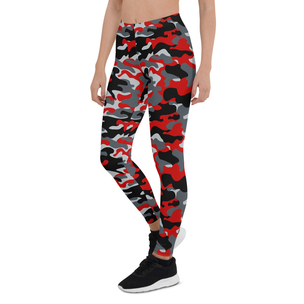 Red and Gray Camo Leggings for Women - The Coin Has A Say