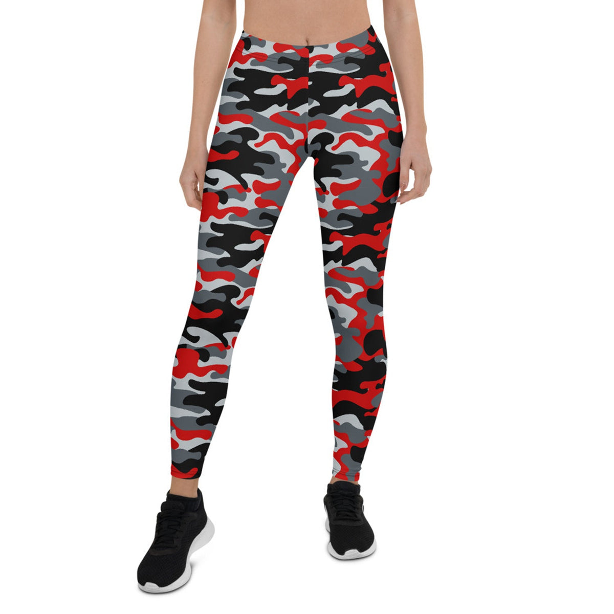 Red and Gray Camo Leggings for Women - The Coin Has A Say